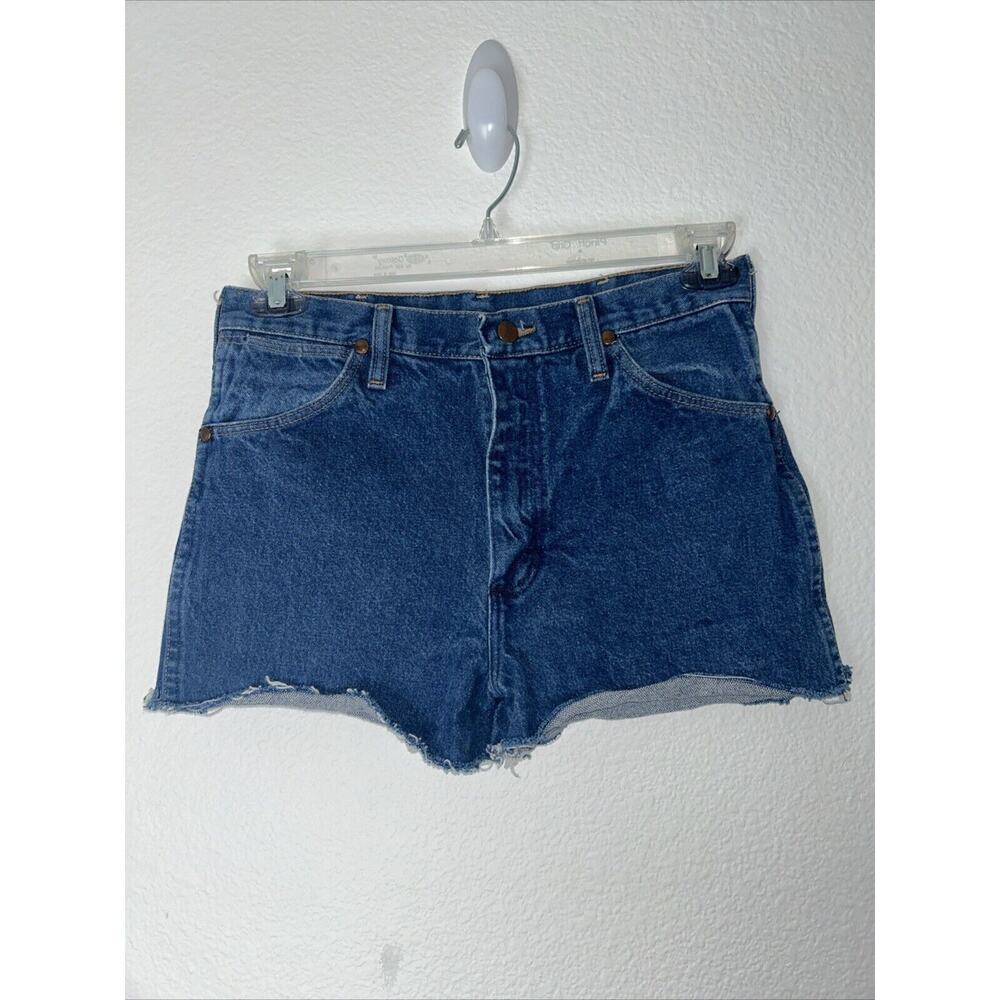 VTG WRANGLER SHORTS WOMENS Cut-Off Hi-Rise Booty Dark Wash Size 29 TAG 31